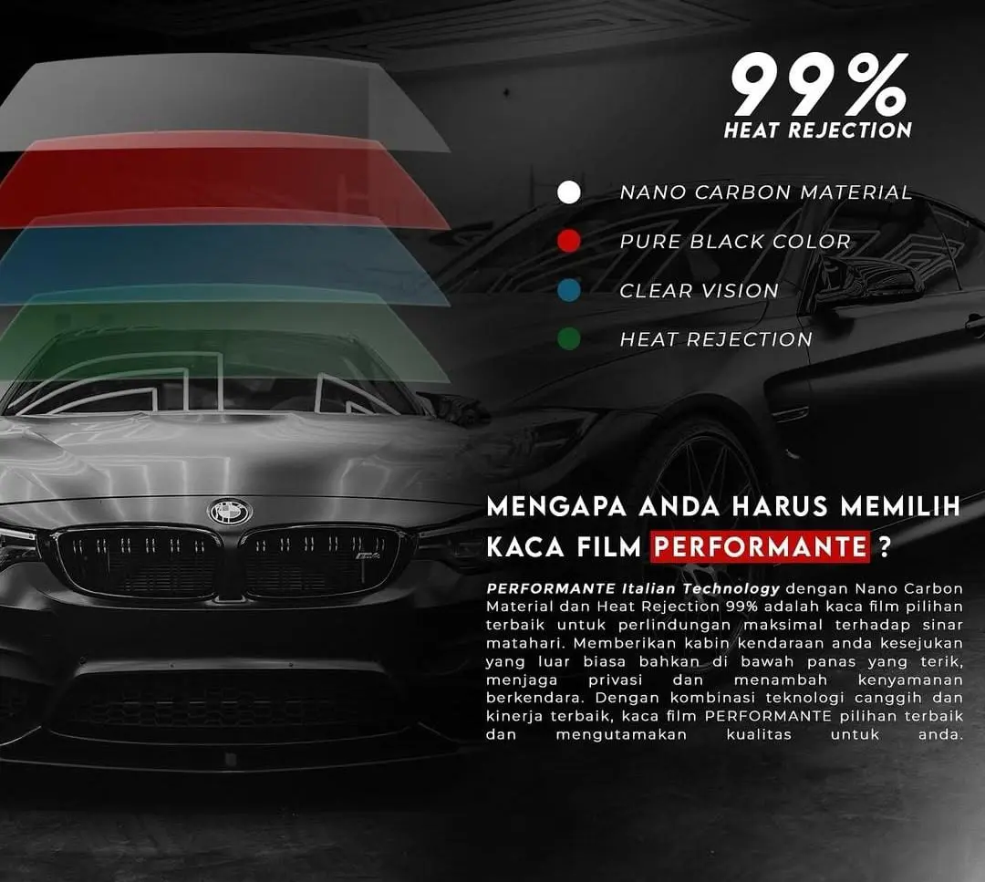 Kaca Film Premium dengan Nano Carbon Material - Performante